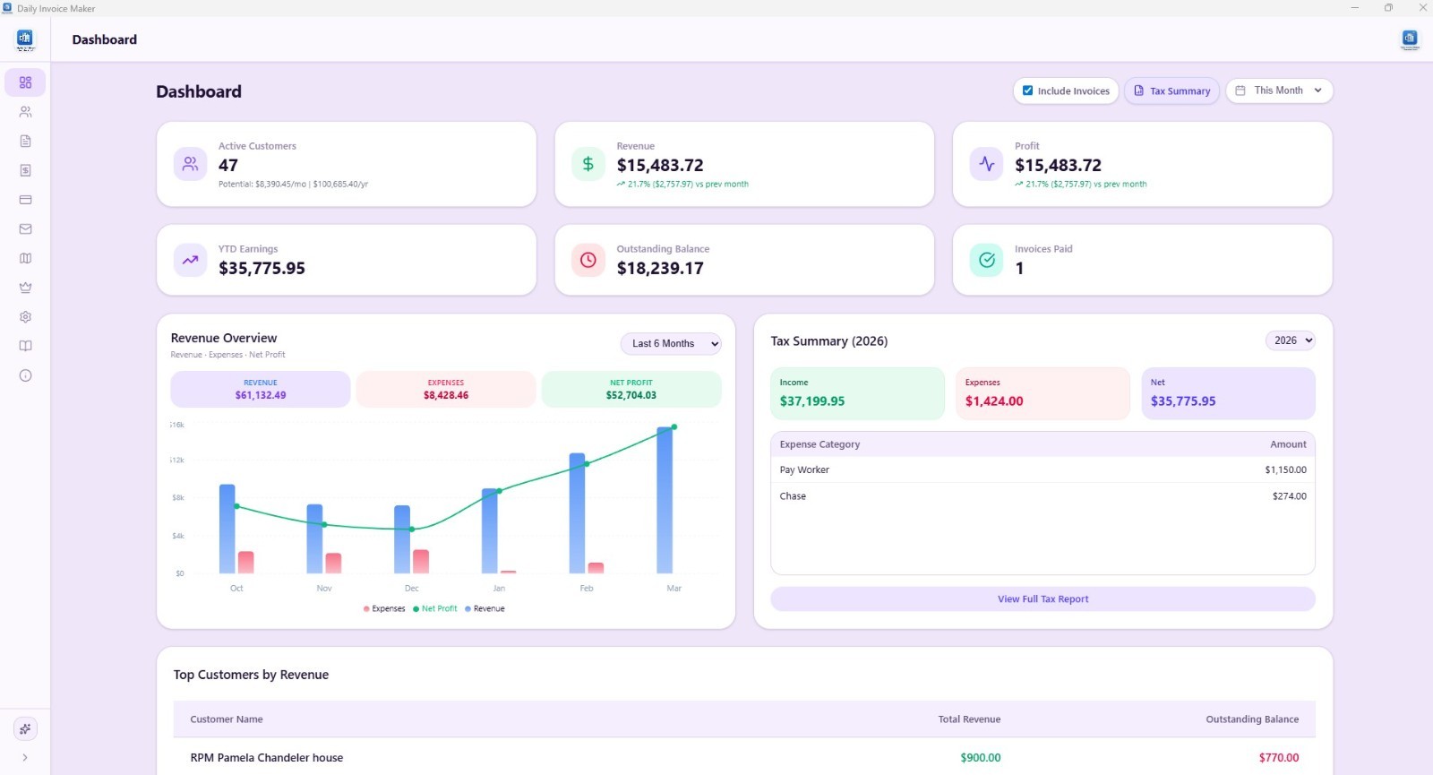Invoice Maker Software Windows – Estimates, Service Log, AI Receipts